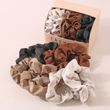 8PCS BOX SATIN SCRUNCHIES FOR FALL HAIR ACCESSORIE_CWAHA0405