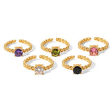Zircon Inlay Rings Adjustable Titani Steel Rings_Cwaje1238