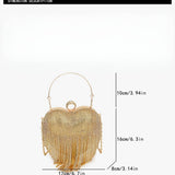 TASSEL SHINY HEART BAG DIAMOND BAG CLUTCH BAG_CWAB3250