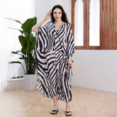 Zebra Knit Front Beachver-Up Maxi Dress_Cwmm6206
