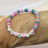 COLORFUL POLYMER CLAY LETTER BEADED BRACELET_CWMM3570