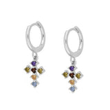 COLORFUL FRENCH CROSS DIAMOND EARRINGS_CWAJE1733
