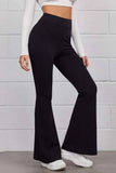 Solid color high-waisted slim-fit pants_cwblp1080