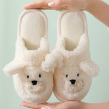 Women Cartoon Warm Bear Cotton Slippers