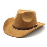 SUEDE HAT WITH LEATHER BELT WESTERN COWBOY HAT_CWAH2513