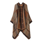 SHAWL FAUX CASHMERE JACQUARD SLIT CAPE_CWASC2211