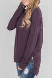 Solid Color Hoodie Crew Neck And Long Sleeves