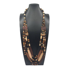 MULTI LAYERED GEOMETRIC WOODEN BEAD NECKLACE_CWMM4563
