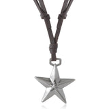 SIMPLE ADJUSTABLE PENTAGRAM LEATHER NECKLACE_CWMM4603