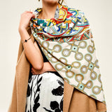 Twill Satin"First Love"Print Large Scarf For Women_Cwasc0667