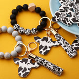 Wooden Bull Head Keychain With Silicone Bead Bracelet_Cwmm68