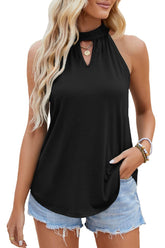 Waistcoat Halter Top Keyhole Sleeveless Shirt