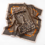 Vintage Letter Print Satin Square Scarf For Women_Cwasc0809