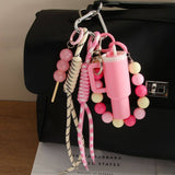 CUP CHARM KEYCHAIN DUAL STRAP BEADED DESIGN_CWMM7571