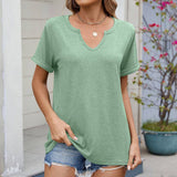 V-Neck Casual Solid Color Short-Sleeved T-Shirt