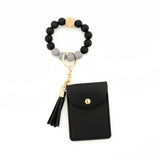 SOLID PU CARD WALLET WITH TASSEL BEAD STRAP_CWAB4967
