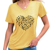 HEART AND MUSIC V NECK T SHIRT RELAXED FIT_CWTTS1541