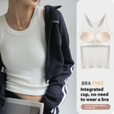 RIBBED CAMISOLE VEST TANK TOPS WITH BUILT IN BRA_CWTTK0799