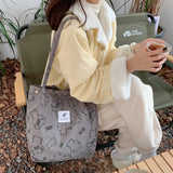 Cwab3899_Corduroy Snap-Button Large-Capacity Shoulder Bag
