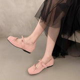 PINK BALLET FLATS WITH BOW PLATFORM MARY JANE_CWSHF0147