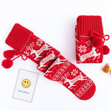 CHRISTMAS ELK BALL LONG KNEE HIGH SOCKS_CWMS0864