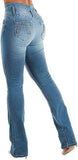 Three-Button High-Waisted Flared Stretch Jeans