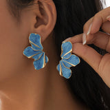 SWEET GRADIENT OIL DROP FLOWER ALLOY EARRINGS_CWMM3198