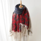 COLORFUL LEOPARD GRADIENT SCARF WITH TASSELS_CWASC2753