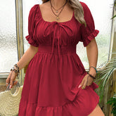 BURGUNDY A LINE DRESS FRESH SWEET SUMMER LOOK_CWDSD8519