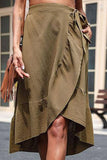 Solid Color Cotton And Linen Skirt_Cwbms0075