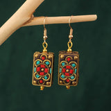 NEW NEPALESE INLAID ETHNIC GEOMETRIC EARRINGS_CWAJE3995