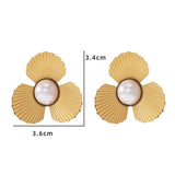 MINIMALIST PEARL FLOWER 18K TITANIUM STUD EARRINGS_CWMM8928