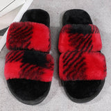 HOME TWO COLOR PLAID PLUSH SLIPPERS_CWSHS0365