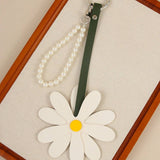 CUTE PU DAISY PEARL CHAIN FLOWER KEYCHAIN CHARM_CWMM7877