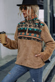 Women High Half Zip Up Neck Aztec Fleece Pullover_Cwoswl1558