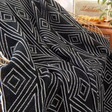 CASUAL BLACK AND WHITE KNITTED BLANKET_CWMM0417