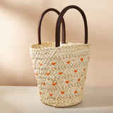 Women Clutch Rattan Woven Wicker Purse Bucket Bag_Cwab0820