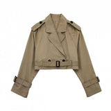 With Belt Long Sleeve Short Casual Trench Coat