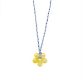 COLORFUL GLASS FLOWER PENDANT ROPE NECKLACE_CWMM7527
