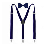 MULTICOLOR SOLID COLOR SUSPENDER CLIP BOW TIE SET_CWMM1105