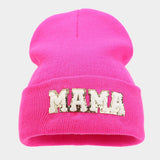 MAMA KNITTED HAT WITH EMBROIDERED LETTERS ON TOWEL_CWAH2080