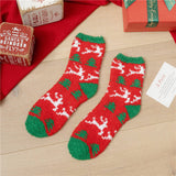 SANTA CLAUS ELK CORAL VELVET SOCKS_CWMS0336