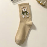 CUTE CARTOON BEAR WOMENS MID LENGTH SOCKS_CWMS1117