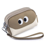 CUTE MINI LEATHER WRISTLET TRIPLE ZIPPER POUCH_CUAB00380