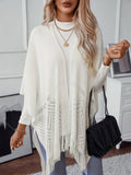 Solid Colour Hollow Knit Tassel Cape Cape