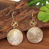 FASHION HOLLOW BLACK SHELL DISC CARVED EARRING_CWMM4367