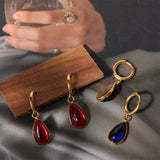 TEARDROP BIRTHSTONE EARRINGS GOLD STAINLESS_CWAJE5032