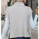 Solid-Color High-Neck Sleeveless Lace-Up Vest