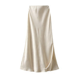 DARKPATTERN SATINFISHTAILSKIRTSLIT DRAPELONGSKIRT__CWBMS0295