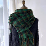 PLAID TASSEL SCARF FOR WOMEN RETRO WINTER WARMTH_CWASC1454